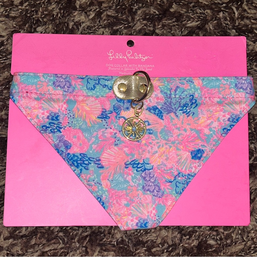 Lilly Pulitzer Adjustable Dog Bandana Heavy Duty Leatherette Collar NWT - Picture 2 of 10